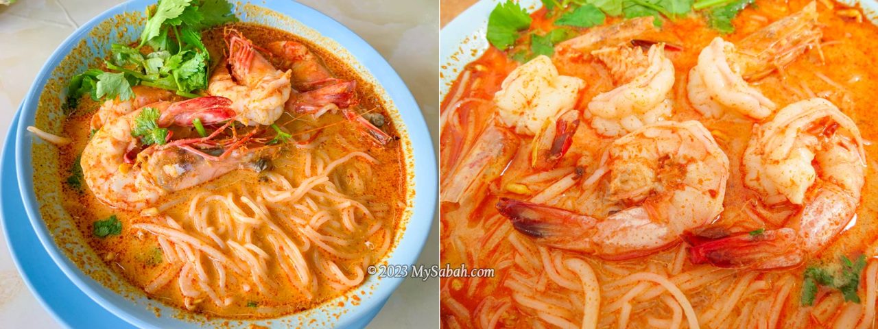Spicy tom-yam seafood noodle soup