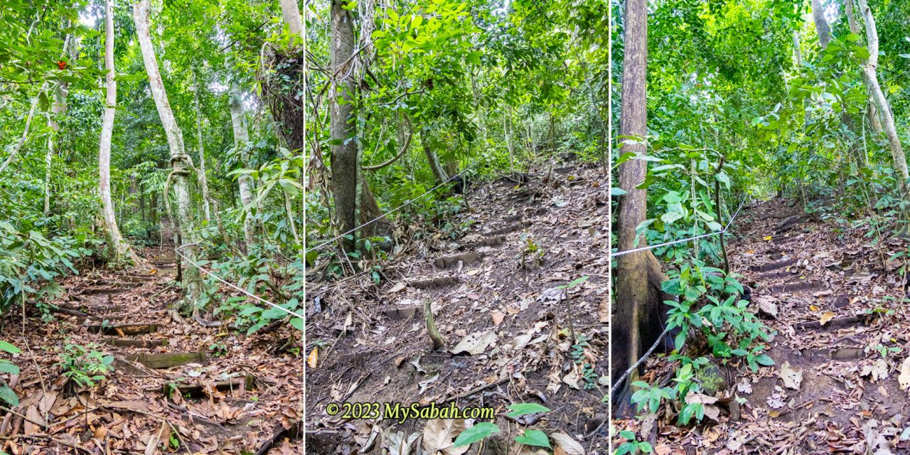 The steepest sections to the peak of Bombalai Hill