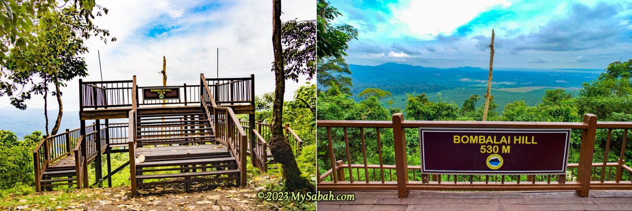 The 2-level wooden viewpoint platform on the peak of Bombalai Hill (Bukit Bombalai)