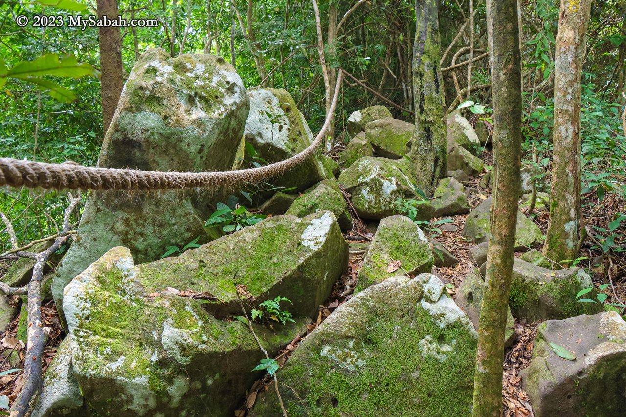 Big volcanic rocks near the peak