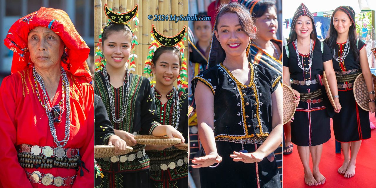 From left to right: Tombonuo Bobolian, Tombonuo girls, Dusun Kiulu and Dusun Tagahas