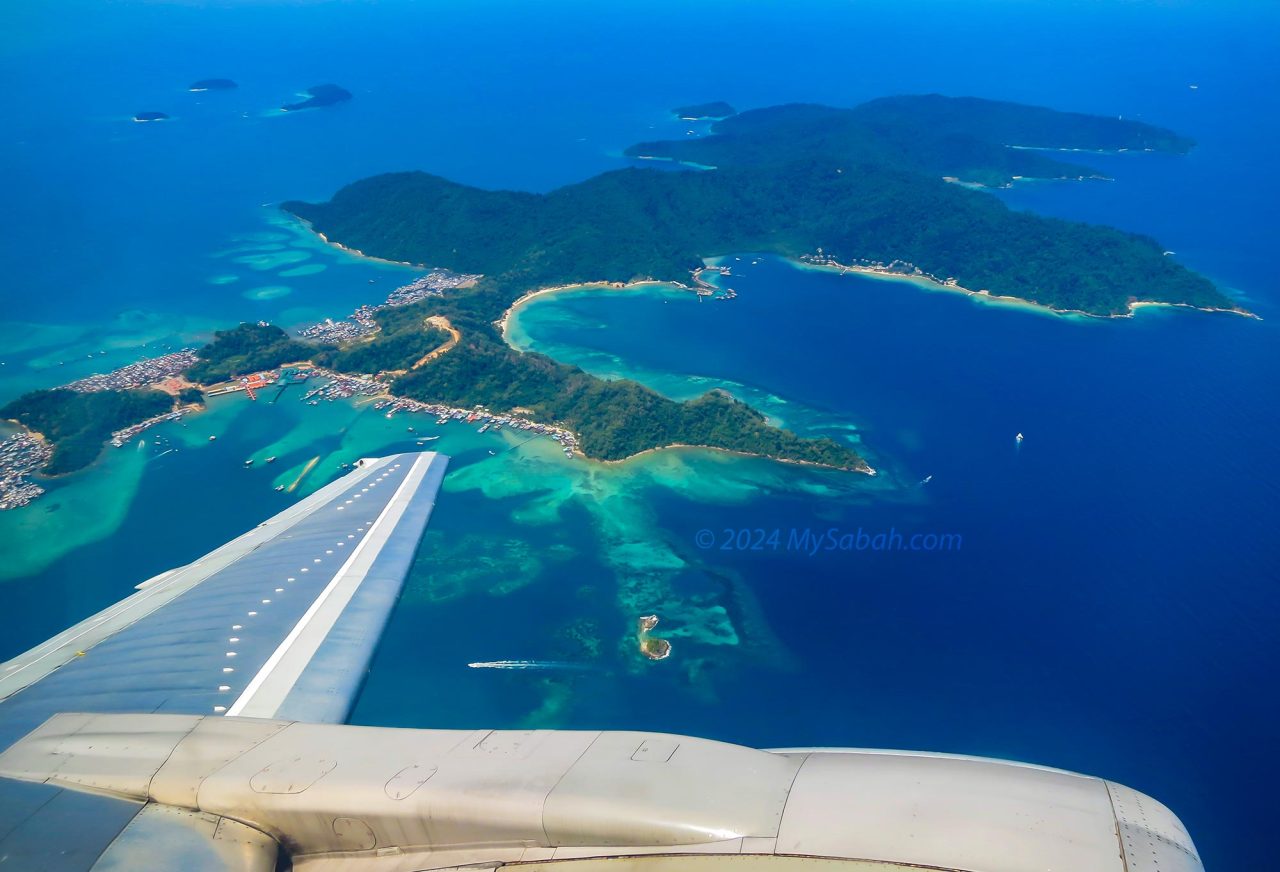 View of Gaya Island from the flight