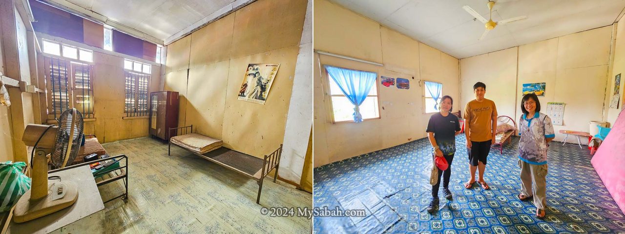 The rooms in the upper floor of a pre-WWII shophouse in Membakut. The guy in the middle is a member of the Teo family.