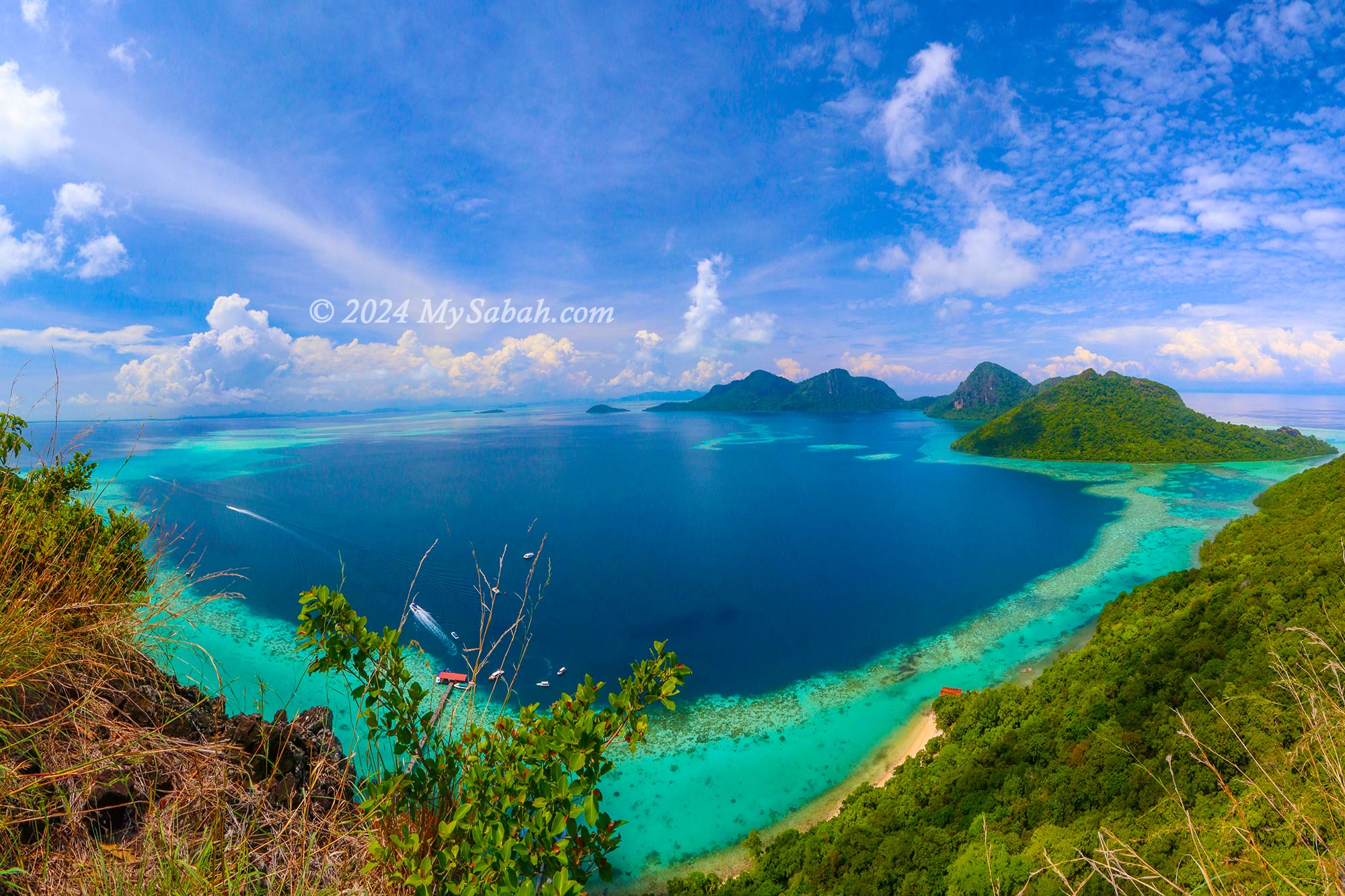 View of Tun Sakaran Marine Park from the top of Boheydulang Island