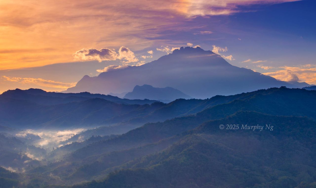 Mount Kinabalu and Mount Nungkok in sunrise