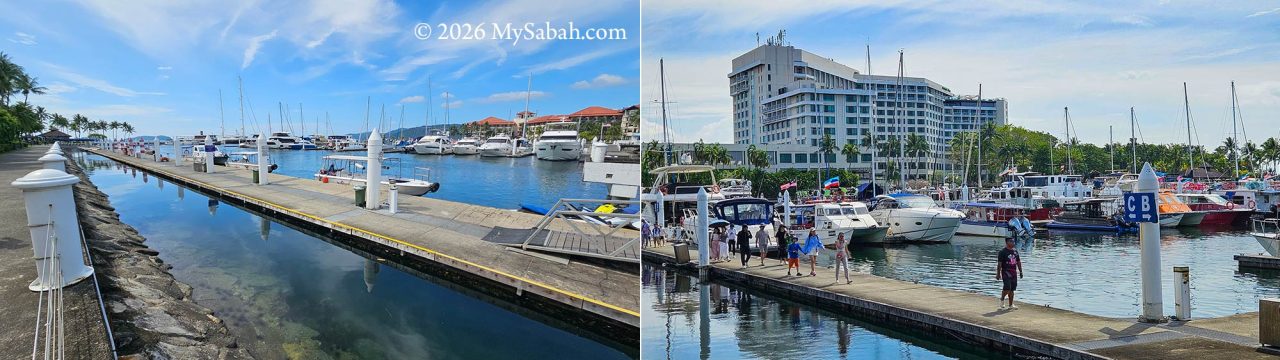 Floating walkway at the jetty for tourists to board boats