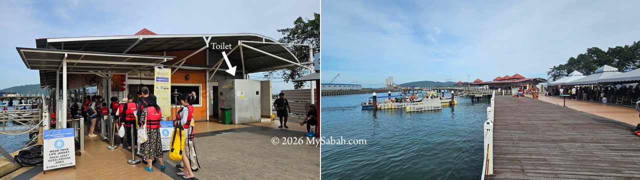 Left: Waiting area of Jesselton Point.
Right: The jetty at Jesselton Point.