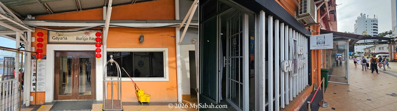 Left: Office of Gayana and Bunga Raya Resorts. Right: Office of Gaya Island Resort.