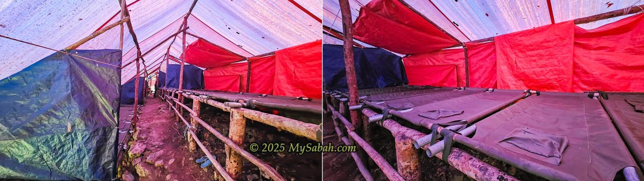 The beds in Erick Base Camp