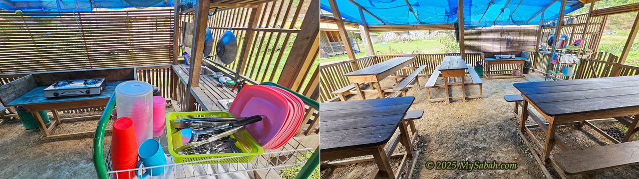 The kitchen and dining areas of Base Camp 1 (Kaingaran Camp)