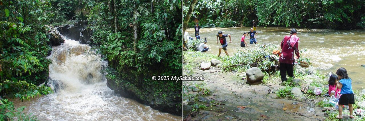 Table Waterfall and river of Tawau Hills Park (Taman Bukit Tawau)