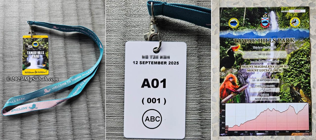 The climber ID card and certificate.