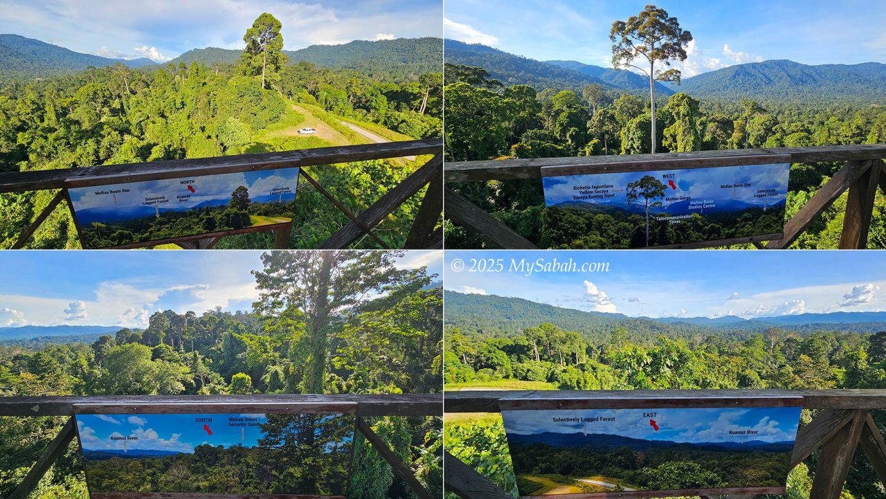 North, south, west, and east information panels describing what you are looking at.