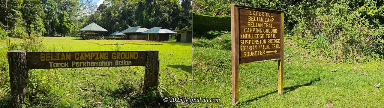 Left: Belian Camp, Right: Signages to the jungle trails.