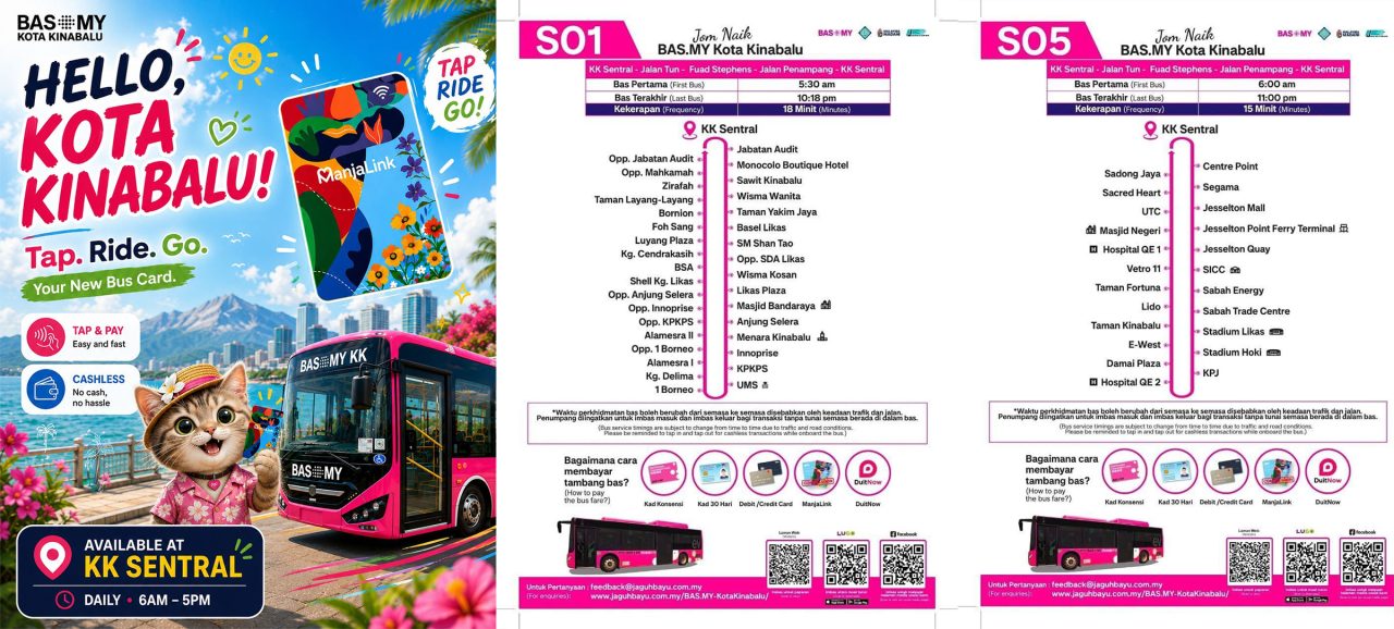 S01 and S05 bus routes of BAS.MY in Kota Kinabalu City