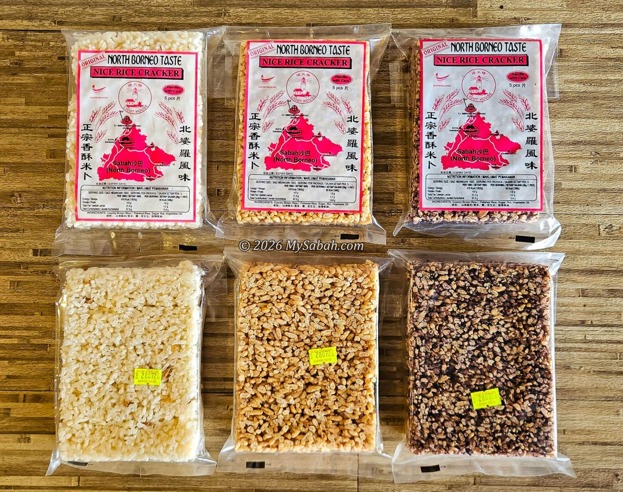 Rice biscuits in three flavours. The original white flavour is the bestseller.