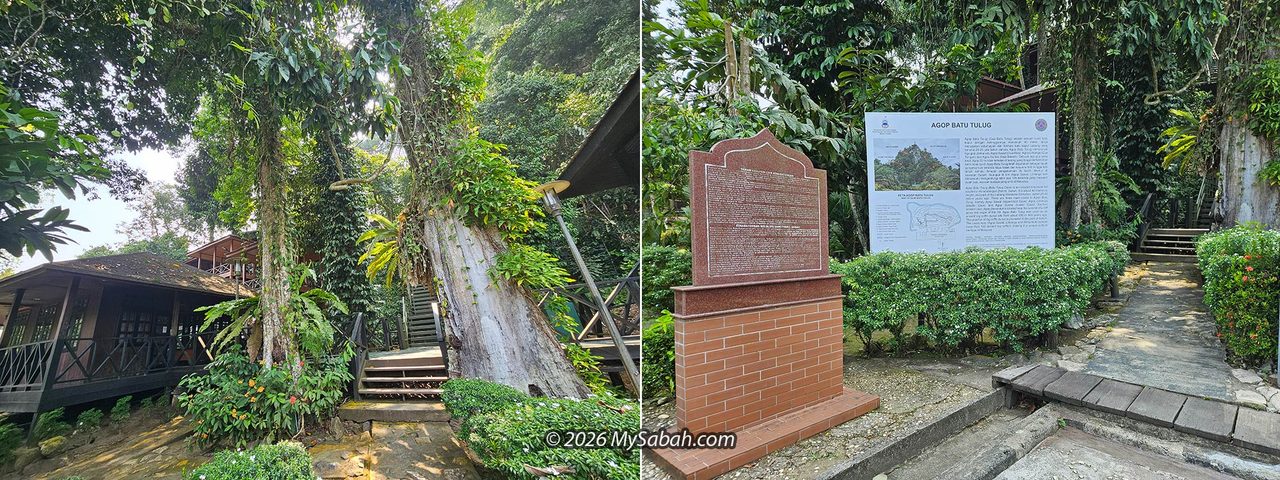The buildings and entrance at the foothill of Agop Batu Tulug.
