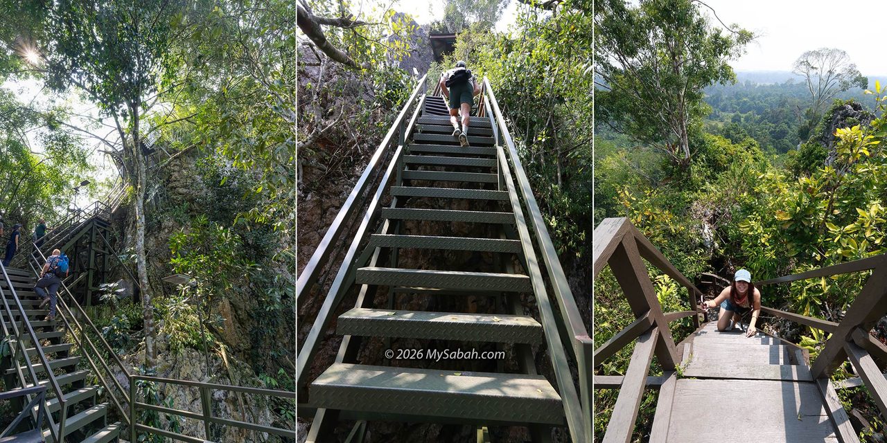 The steep stairways to the Agop Sawat cave