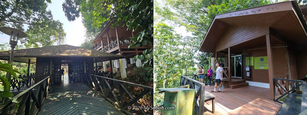 Left: The reception building. Right: A hornbill spotted outside the gallery.