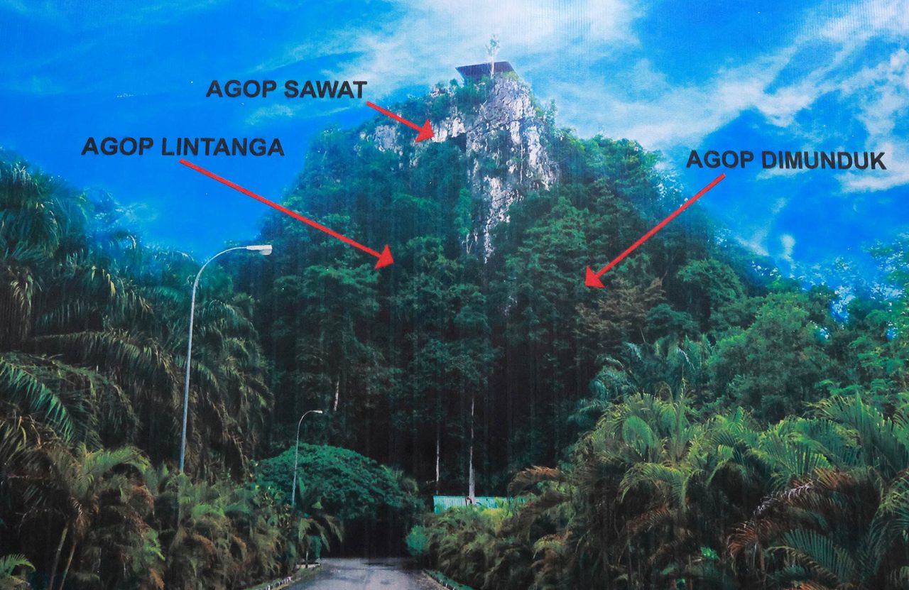 Locations of the caves on Agop Batu Tulug.